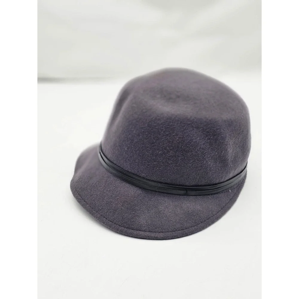 Cloche Hat Women OS Purple Excellent 100% Wool Felt Vintage Style Bow
